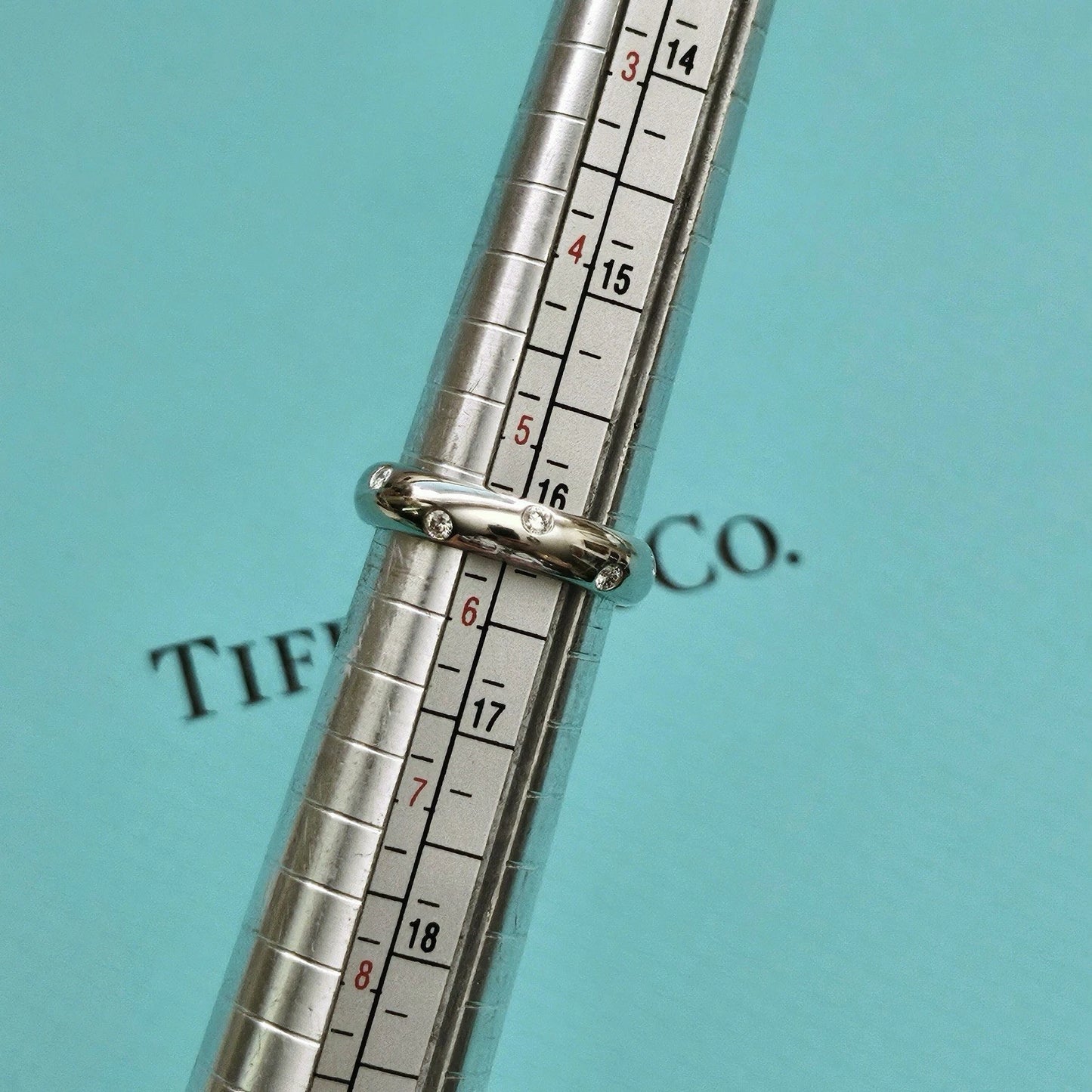 $3,300 Tiffany & Co. Etoile Platinum Diamond 4mm Wedding Anniversary Band Ring