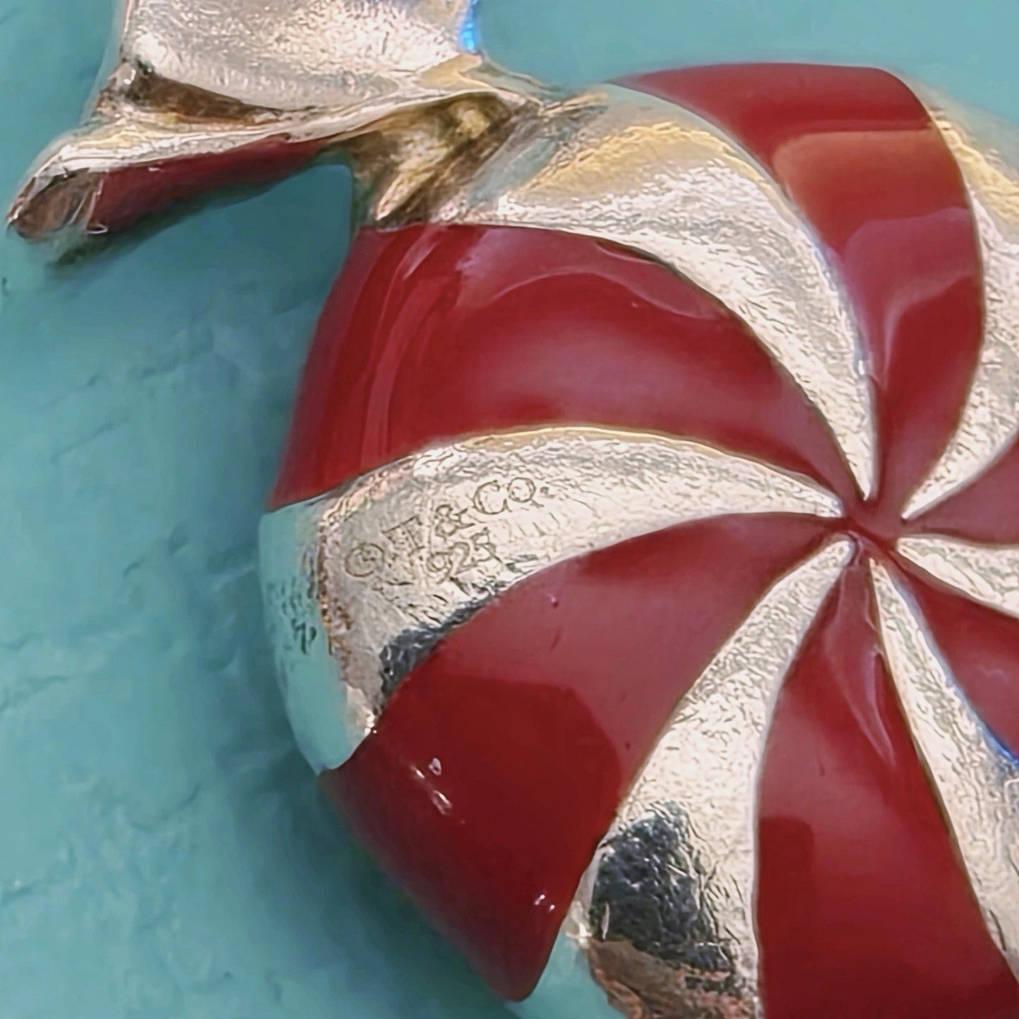 RARE Tiffany & Co. Red Enamel Bon Bon Candy Sterling Silver Charm Pendant