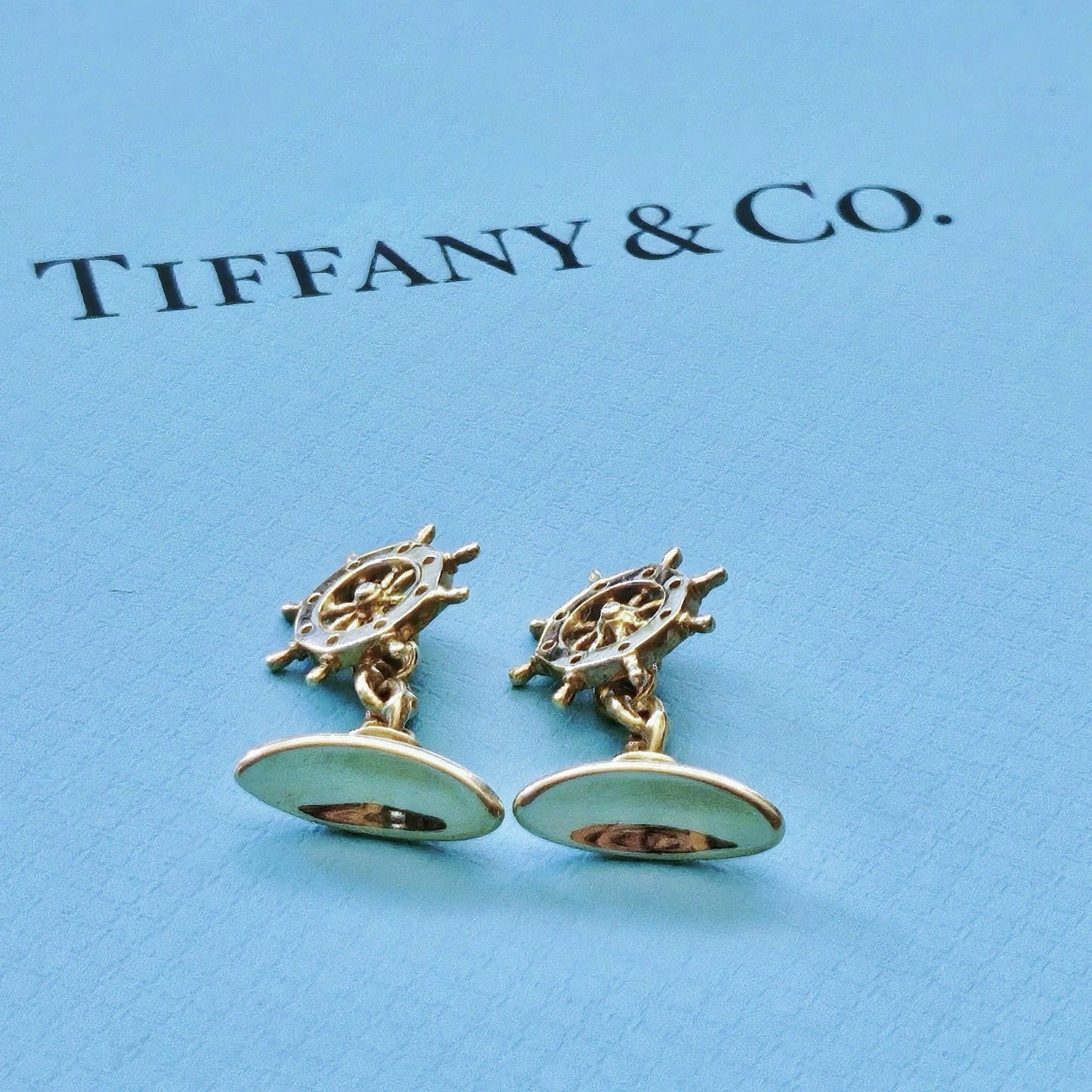 RARE Vintage Tiffany & Co. x Ralph Lauren 18k Yellow Gold Ship’s Wheel Cufflinks