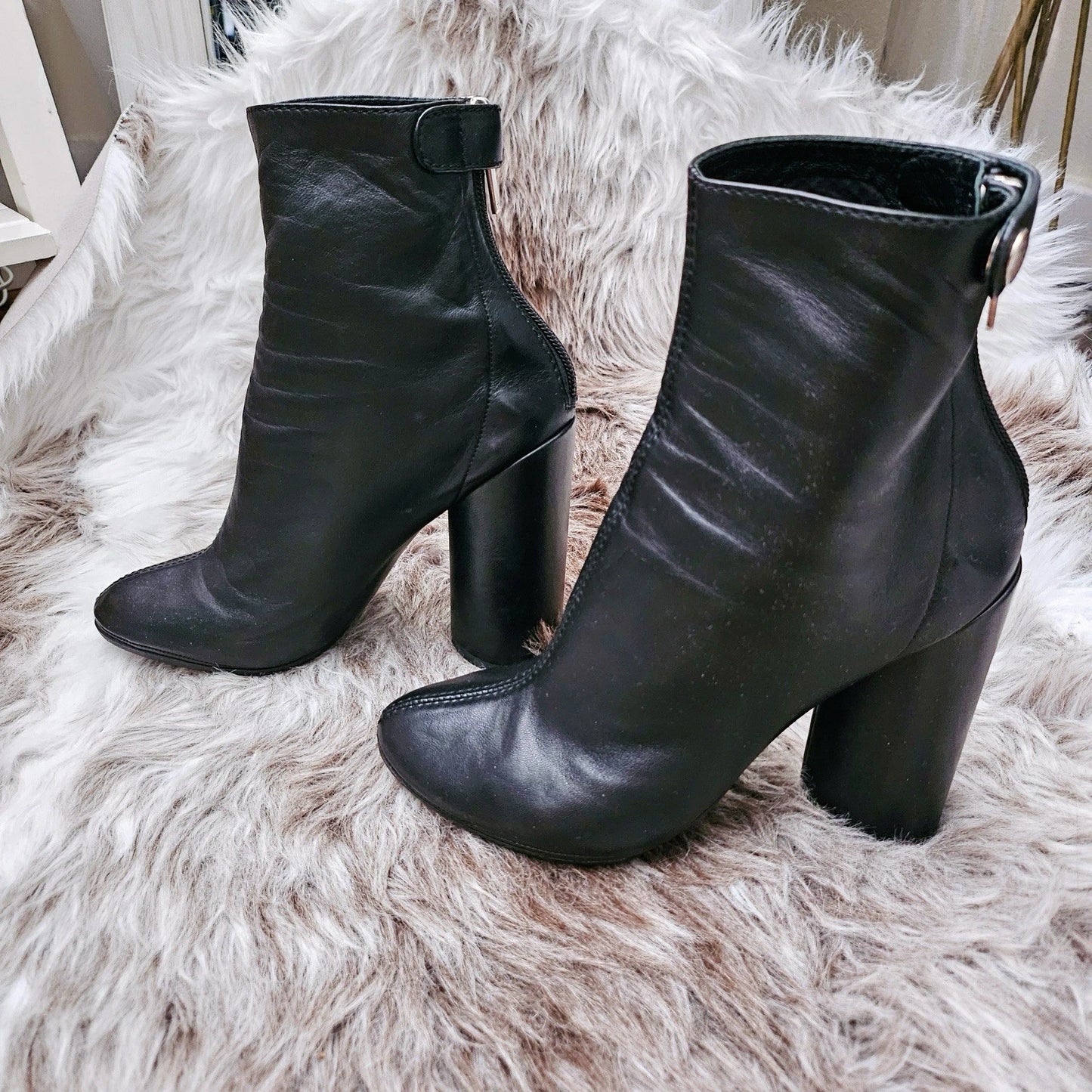 RARE Vintage Christian Dior Black Leather Ankle Boots Women Size 36