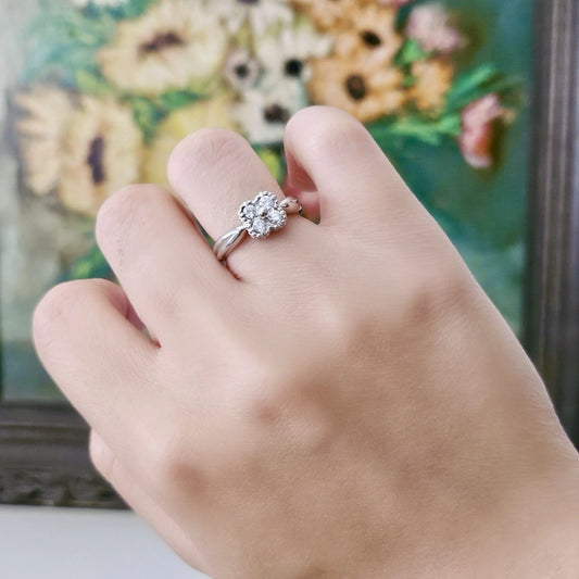 Vintage Van Cleef & Arpels ARNO Diamond 18k White Gold Alhambra VCA Clover Ring