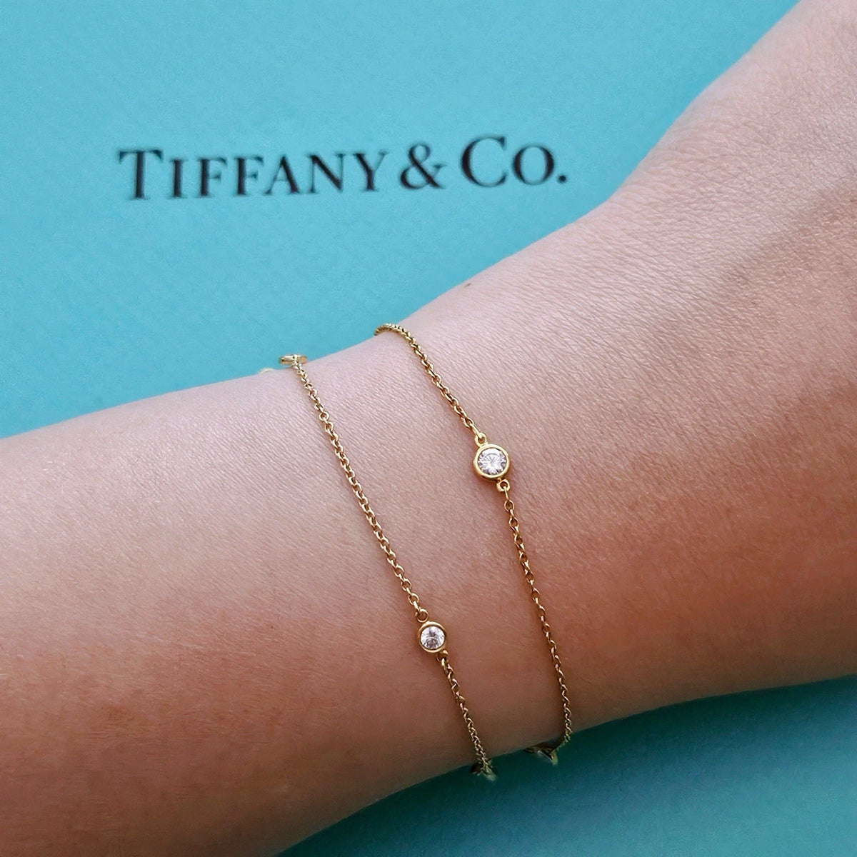 $3,400 Tiffany & Co. Elsa Peretti Diamond By The Yard 18k Yellow Gold Bracelet