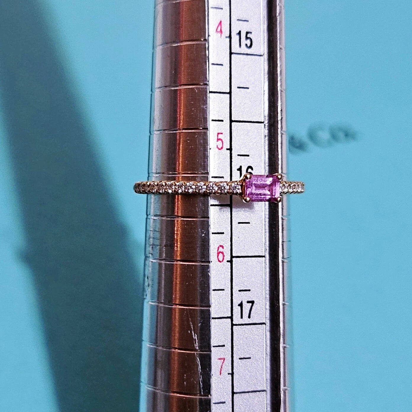 RARE Tiffany & Co. 18k Rose Gold Baguette Pink Sapphire Diamond Metro Novo Ring