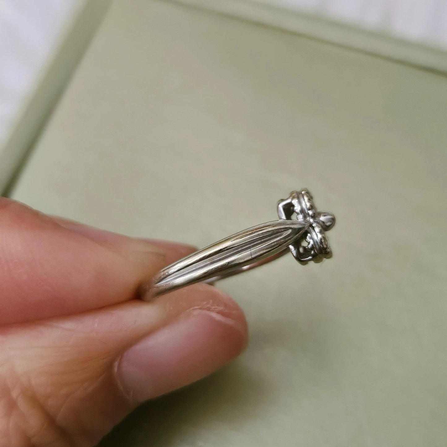 Vintage Van Cleef & Arpels ARNO Diamond 18k White Gold Alhambra VCA Clover Ring
