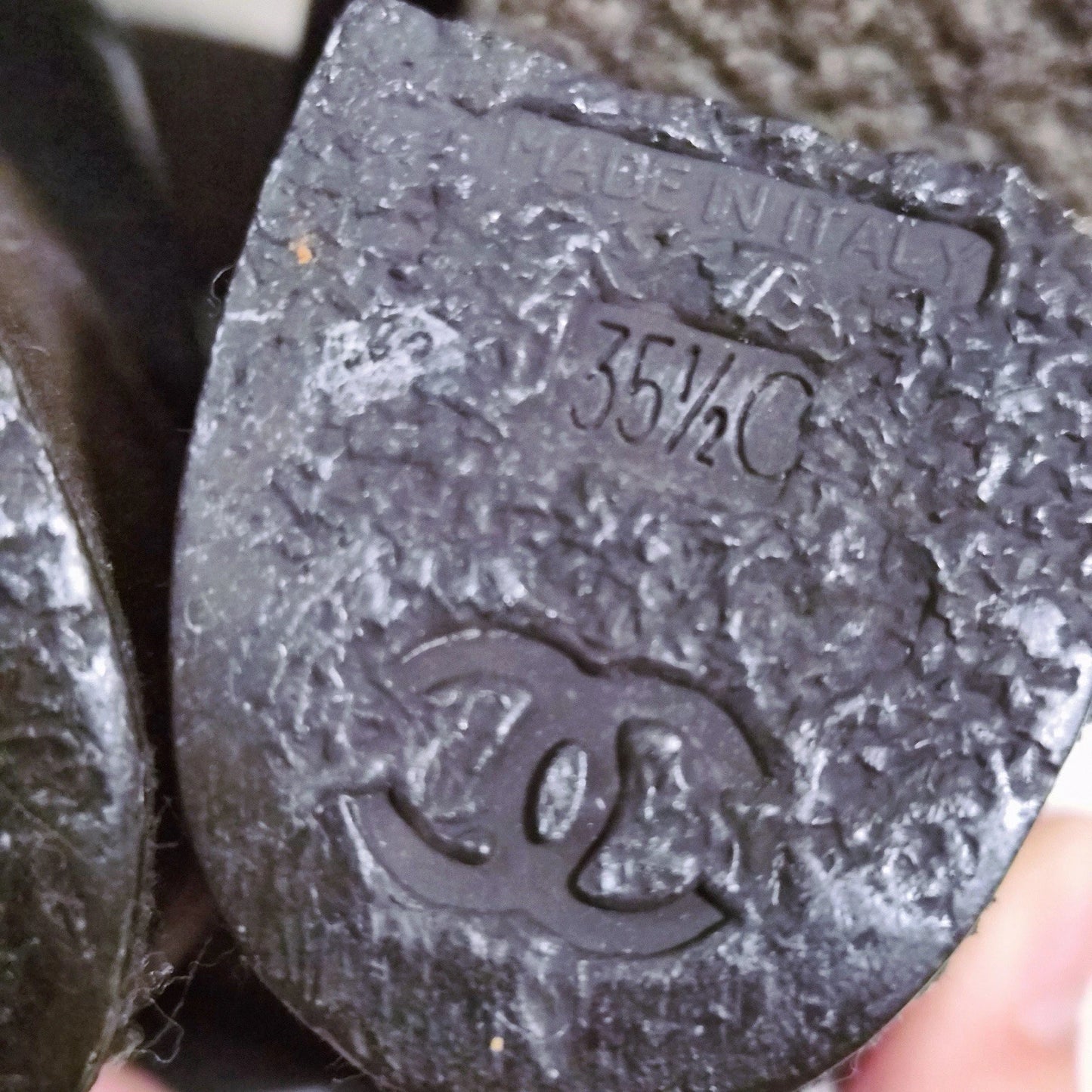 CHANEL Black Leather Knee High Boots Single CC Logo Size 35.5 Made in Italy