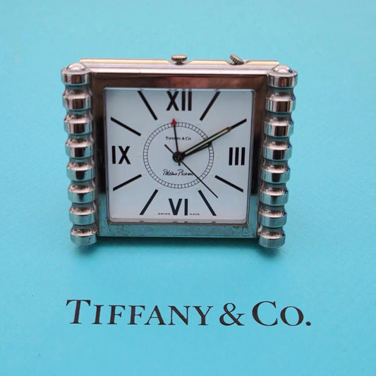RARE Vintage Tiffany & Co Paloma Picasso Swiss Travel Desk Clock MCM Retro
