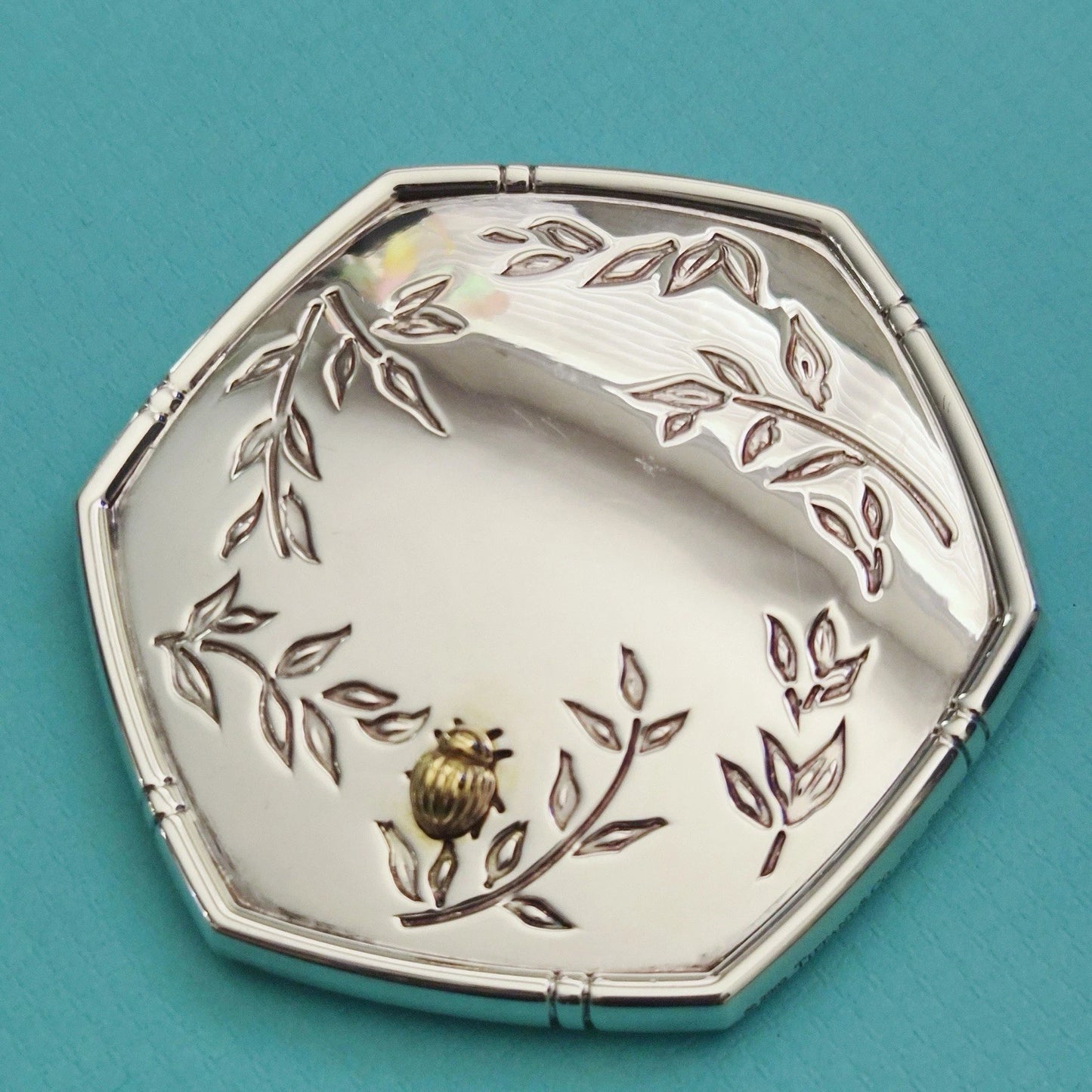 Vintage 2002 Tiffany & Co. 18k Rose Gold Ladybug Silver Compact Mirror