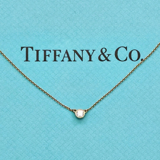 $2,180 Tiffany & Co. Elsa Peretti Diamond By The Yard .23 tcw 18k Gold Necklace