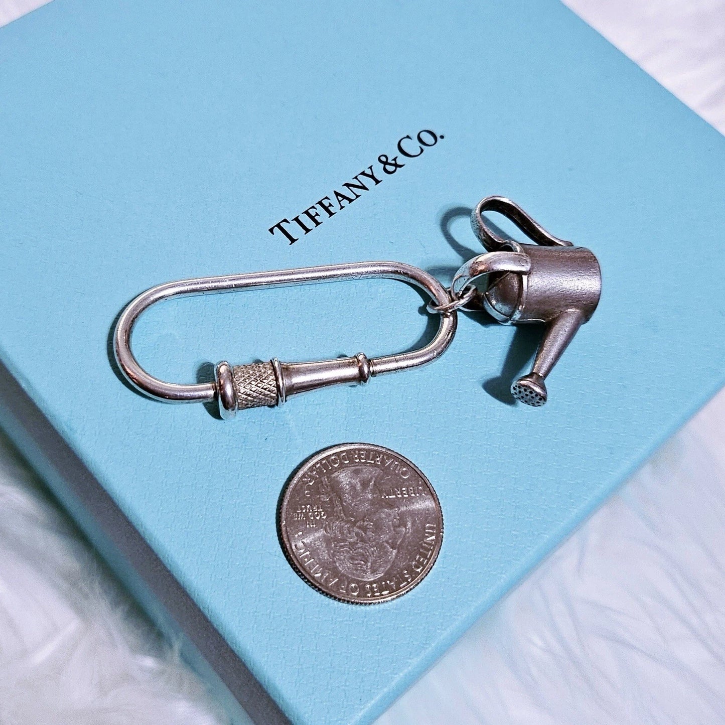 Extremely RARE Vintage Tiffany & Co. Watering Can Silver Charm Key Ring Keychain
