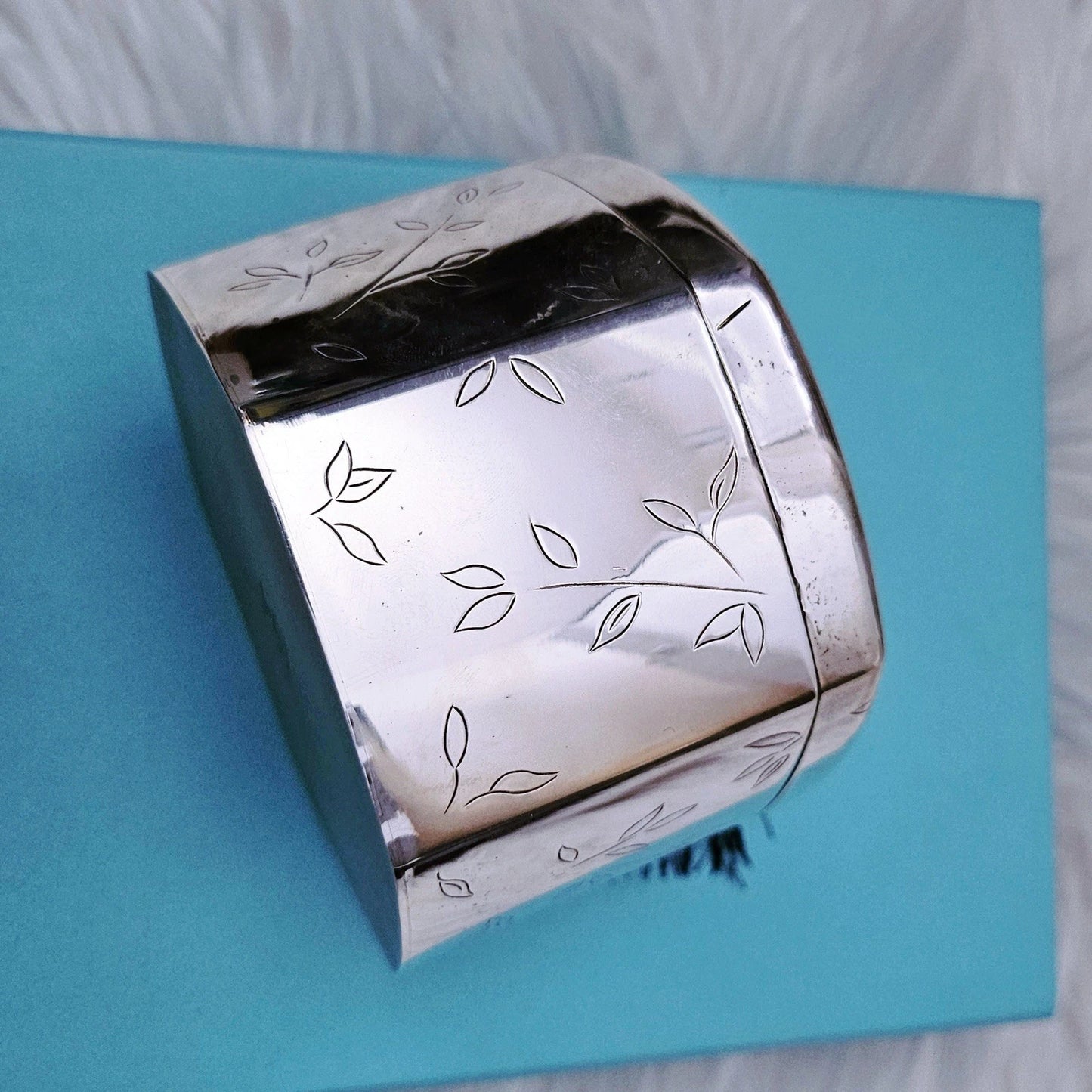 RARE Vintage Tiffany & Co. Makers Japanese Bamboo Trinket Box Sterling Silver