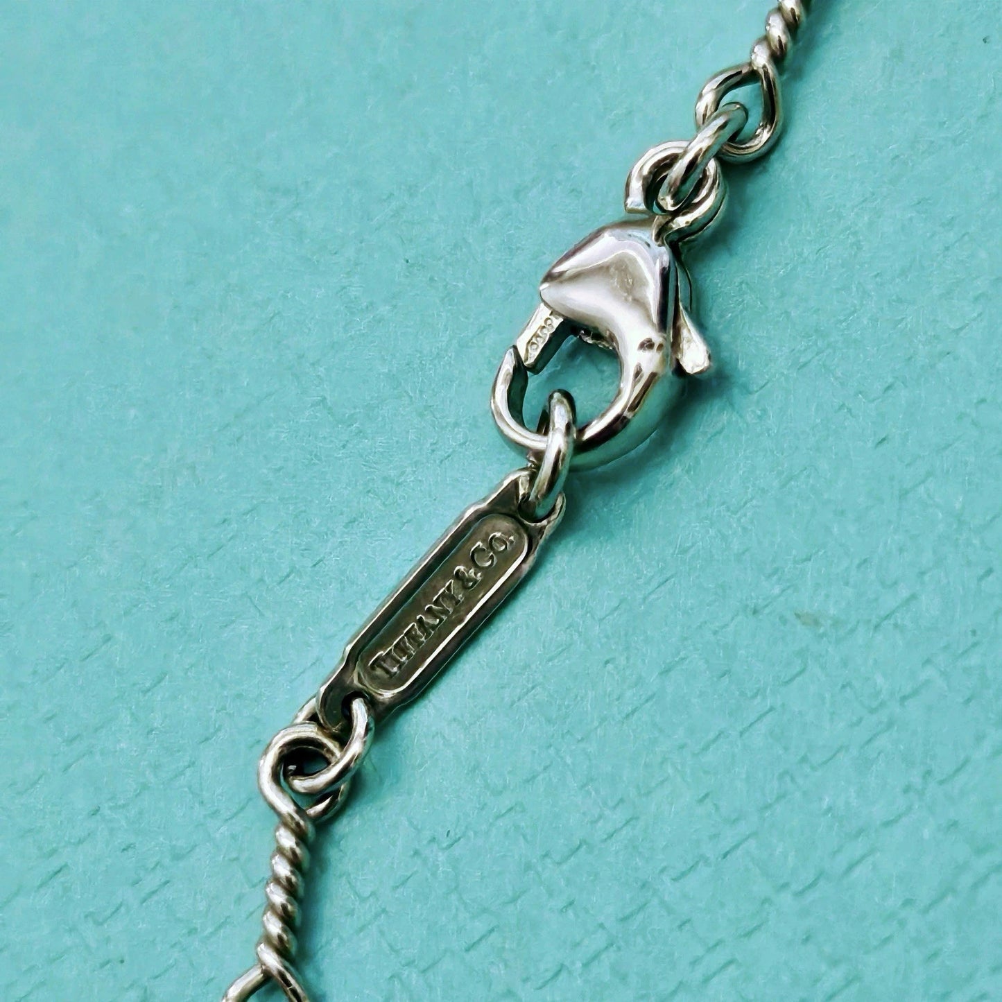 Tiffany & Co. Diamond Heart Pearl Drop Pendant Twisted Wire Chain PT950 Necklace