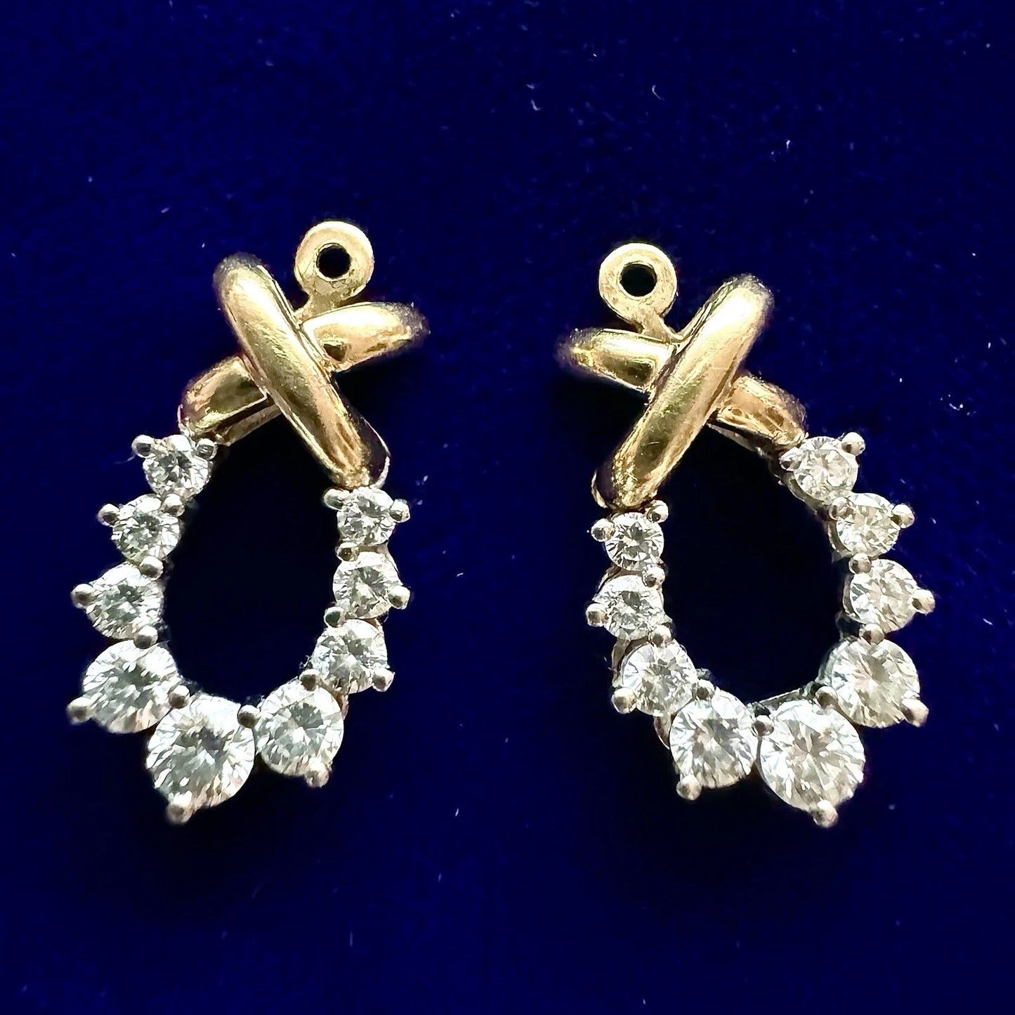 Vintage Tiffany & Co. 18k Gold Platinum Signature X Diamond Jackets Earrings