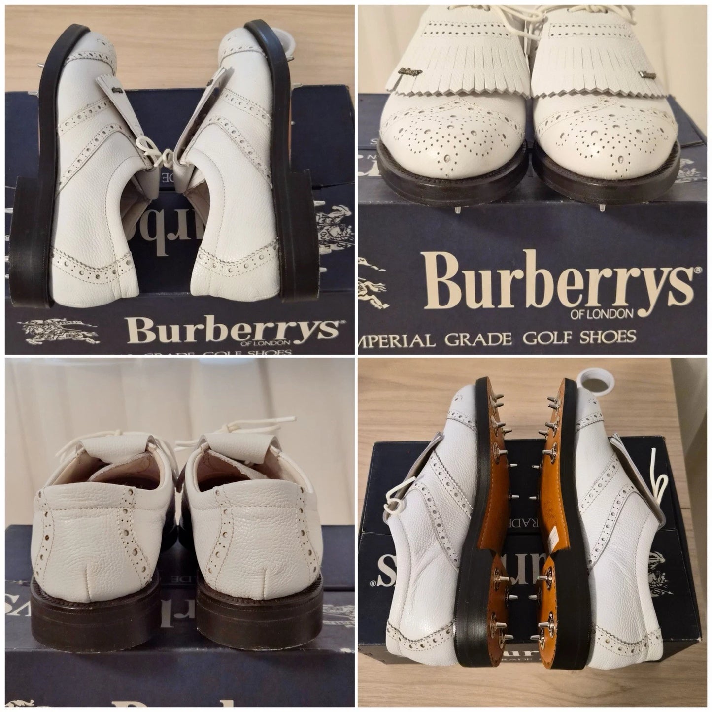 RARE Vintage Burberrys of London Imperial Grade Golf Shoes 24.5E Japan W/ Box