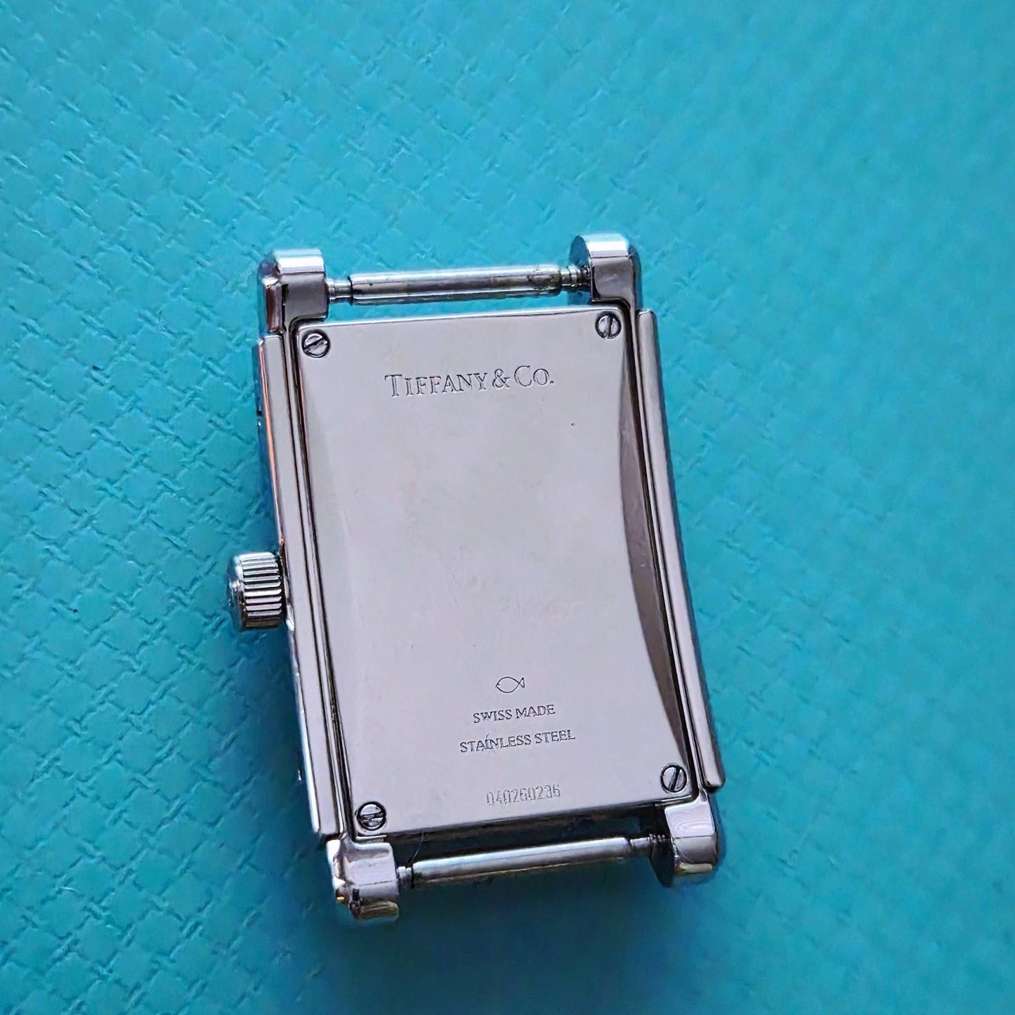 Tiffany & Co. Blue Dial Diamond Bezel Rectangular Quartz Movement w Buckle