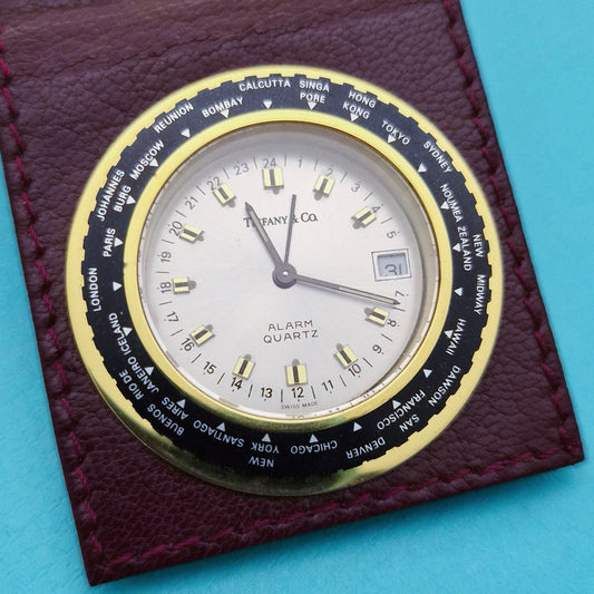 Vintage Tiffany & Co. Miniature World Time Travel Alarm Clock Swiss Made