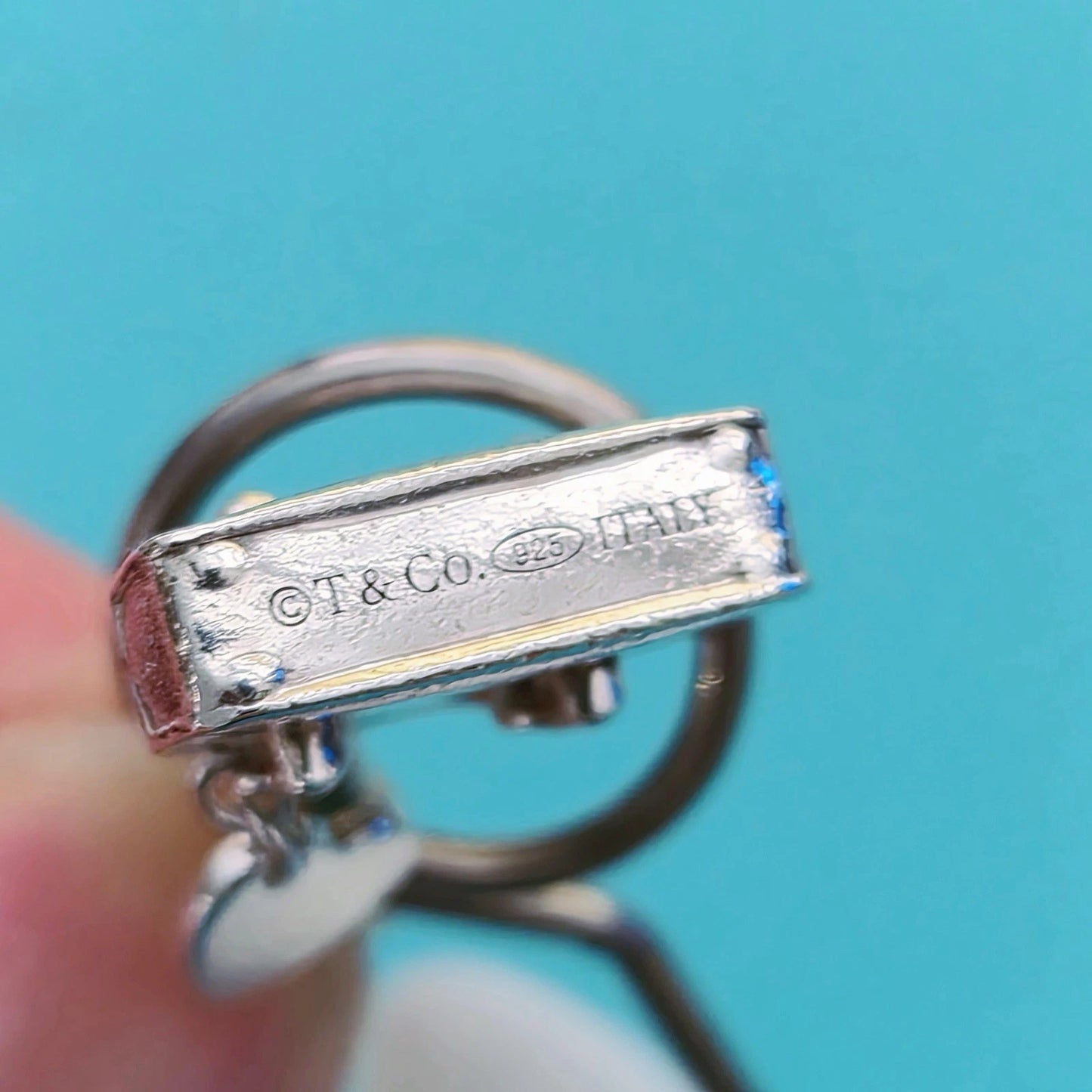 Retired Tiffany & Co. Purse Blue Enamel Sterling Silver Heart Bag Charm Pendant