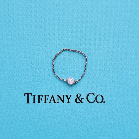 Tiffany & Co. Elsa Peretti Platinum Diamond BTY Ring Chain .07 Carats