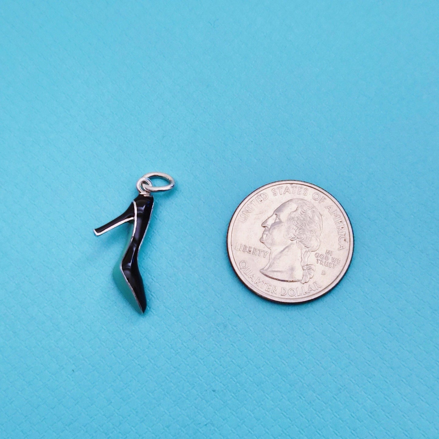 Tiffany & Co. Stiletto Black Blue Enamel High Heel Shoe Charm Pendant