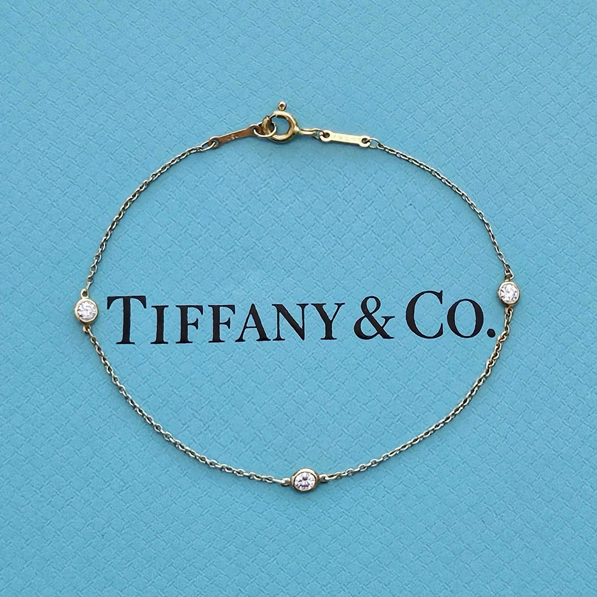$3,400 Tiffany & Co. Elsa Peretti Diamond By The Yard 18k Yellow Gold Bracelet