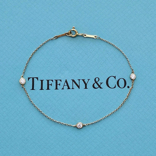 $3,400 Tiffany & Co. Elsa Peretti Diamond By The Yard 18k Yellow Gold Bracelet