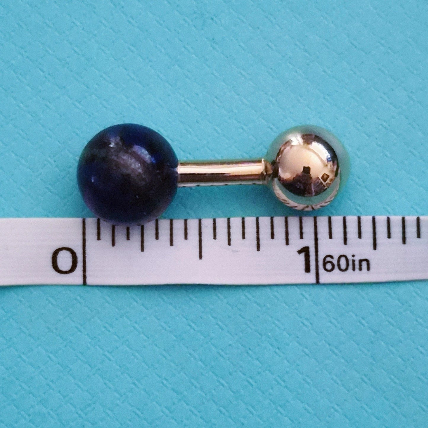 RARE Vintage Tiffany & Co 14k Yellow Gold Barbell Cufflinks with Lapis Lazuli