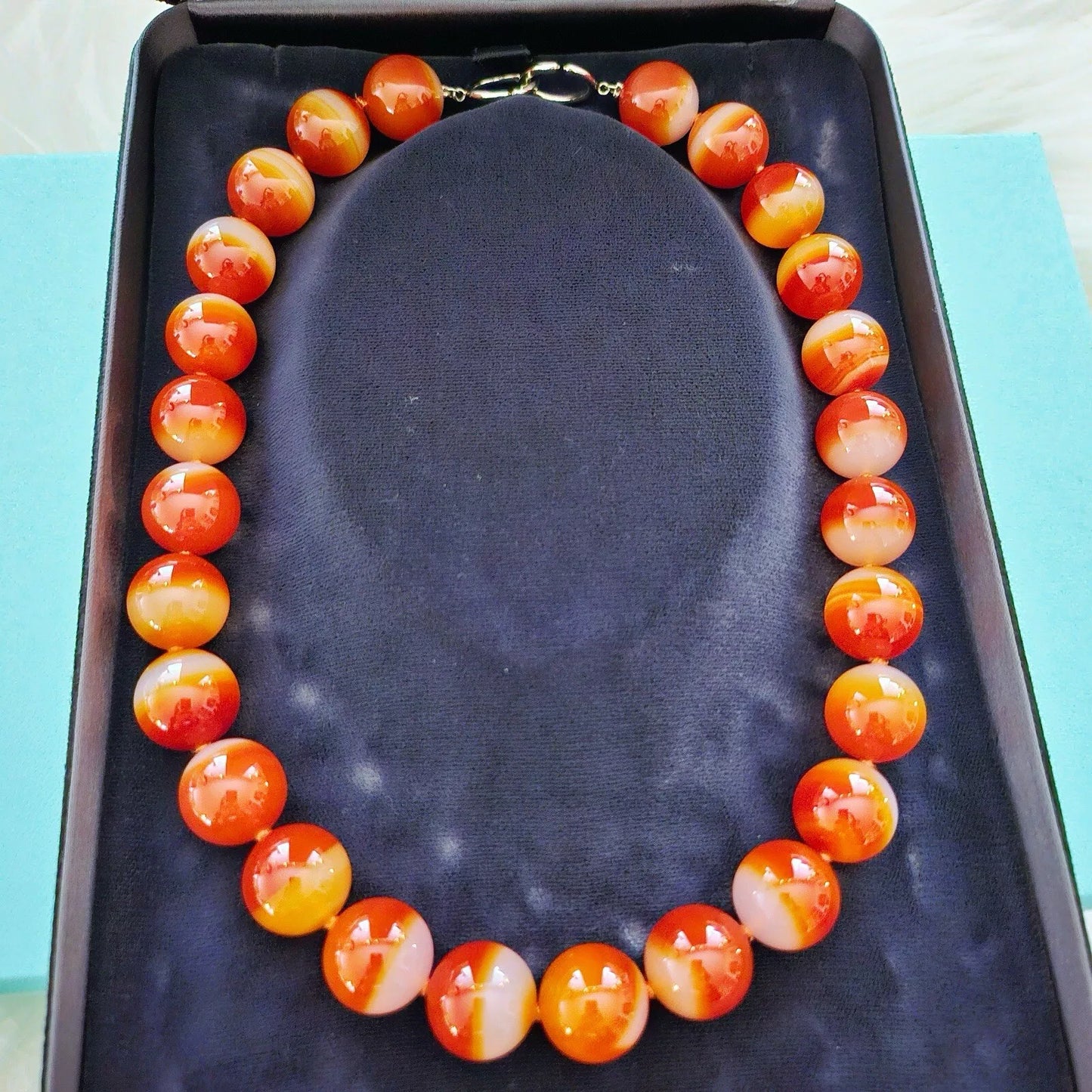 RARE Tiffany & Co. Paloma Picasso 16mm Red Agate Bead Gemstone Silver Necklace