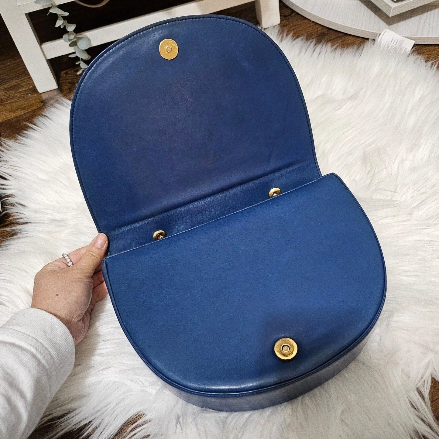 Vintage Tiffany & Co. 2-Way Suede Blue Genuine Leather Crossbody Handbag Bag