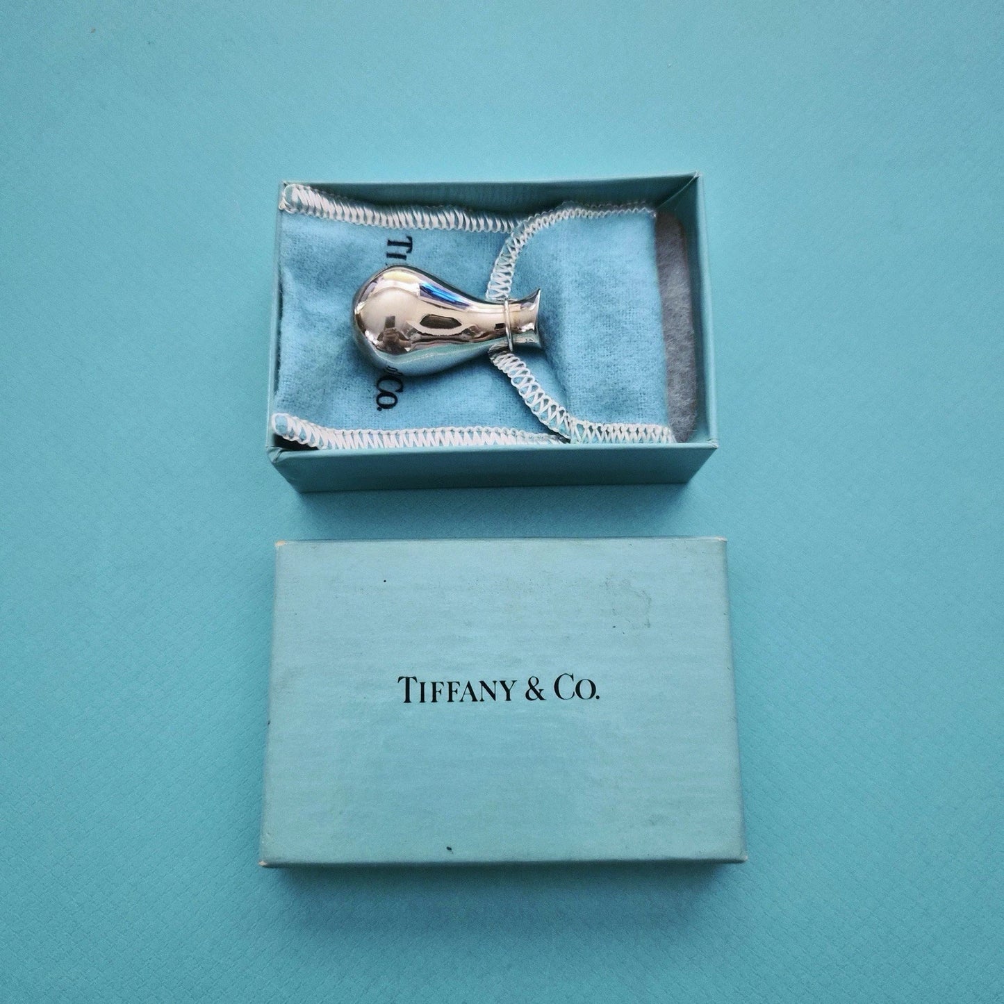 RARE Vintage 1970s Tiffany & Co. Elsa Peretti Big Bottle Jug Silver Pendant