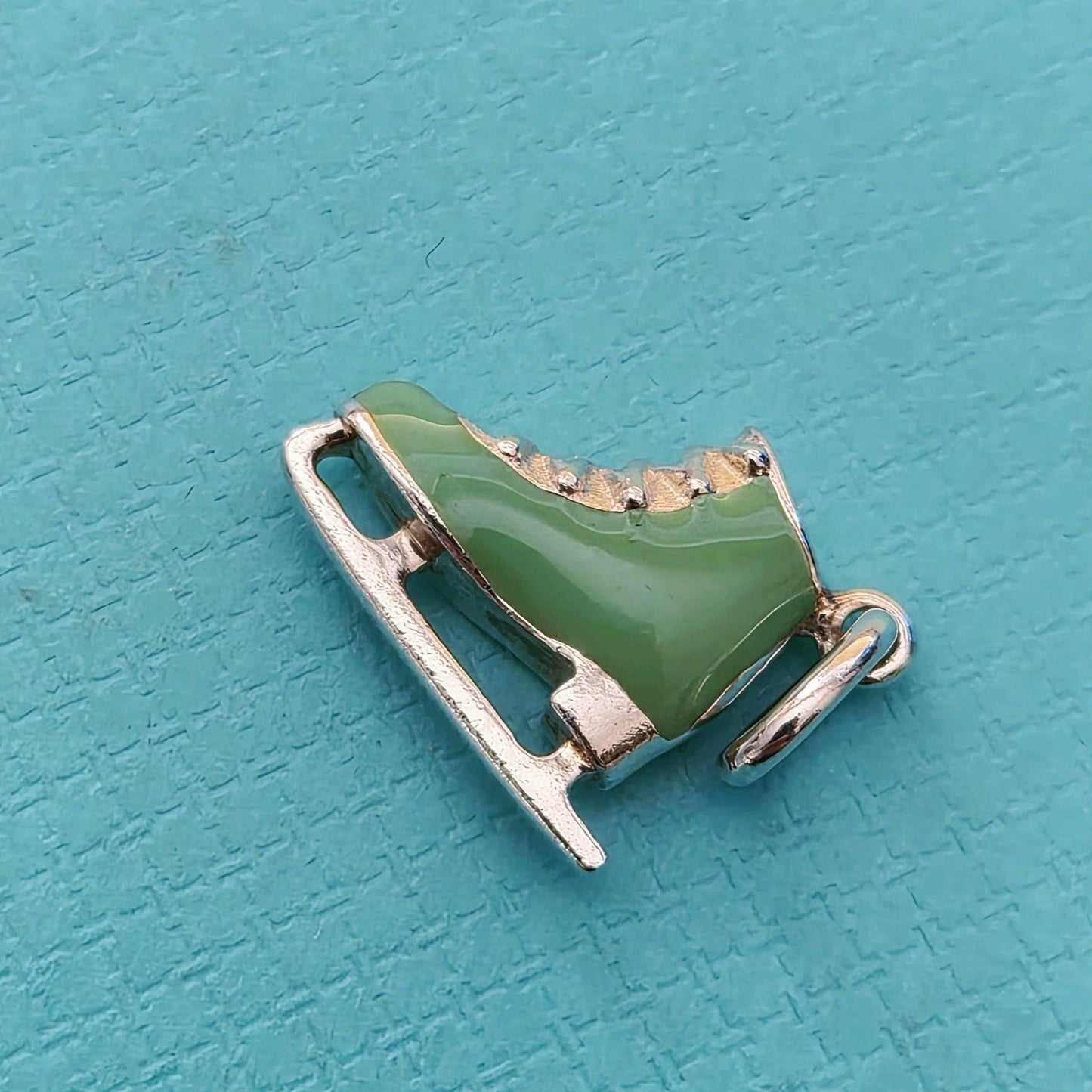 RARE Tiffany & Co. Ice Skate Shoes Blue Enamel Sterling Silver Charm Pendant
