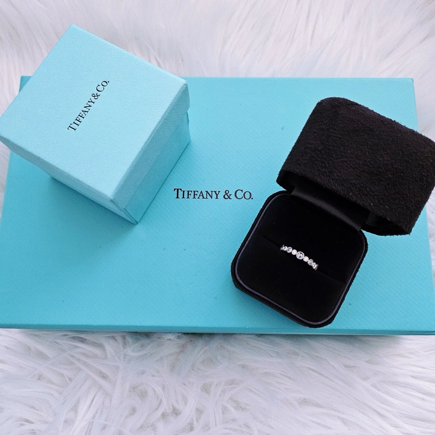 RARE Tiffany & Co. Platinum PT950 Cobblestone Diamond Eternity Ring Band .75 TCW