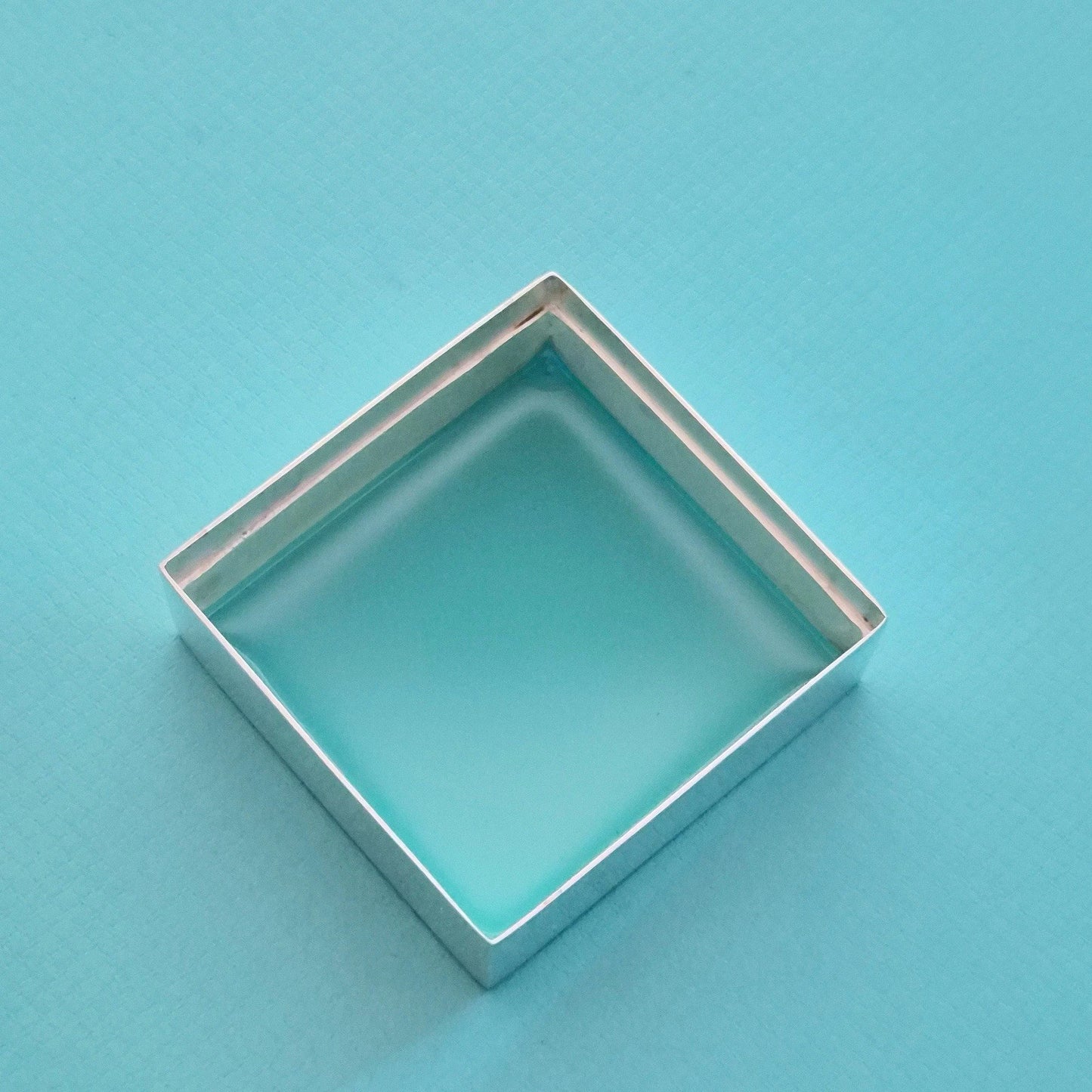 RARE Tiffany and Co. Enamel Lid Interior Sterling Silver Square Keepsake Box