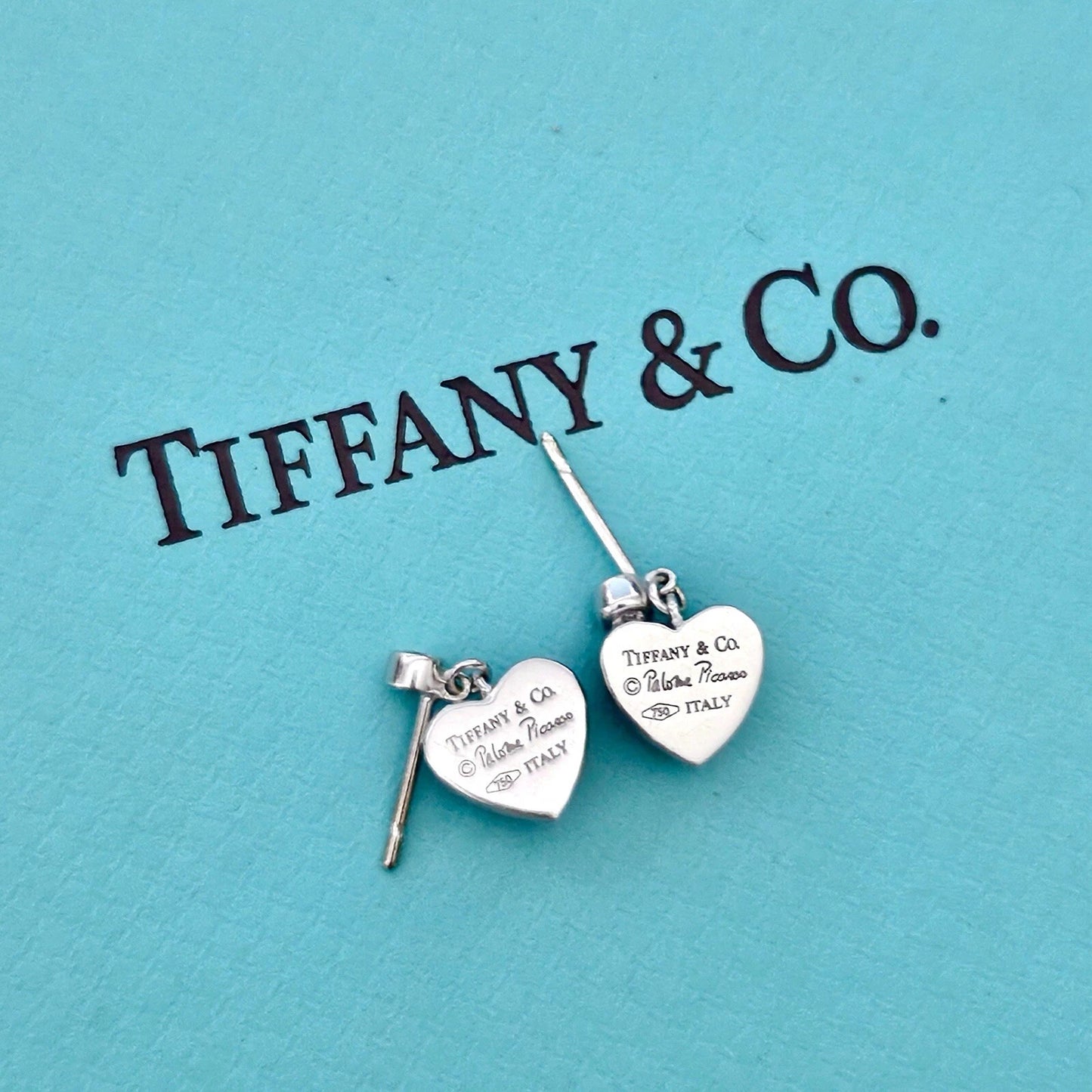 Vintage Tiffany & Co. Paloma Picasso Diamond 18k Hammered Heart Dangle Earrings