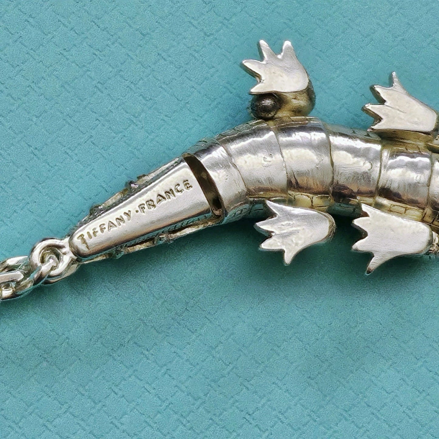 ULTRA RARE Vintage Tiffany & Co. Alligator Crocodile Silver Charm Key Chain