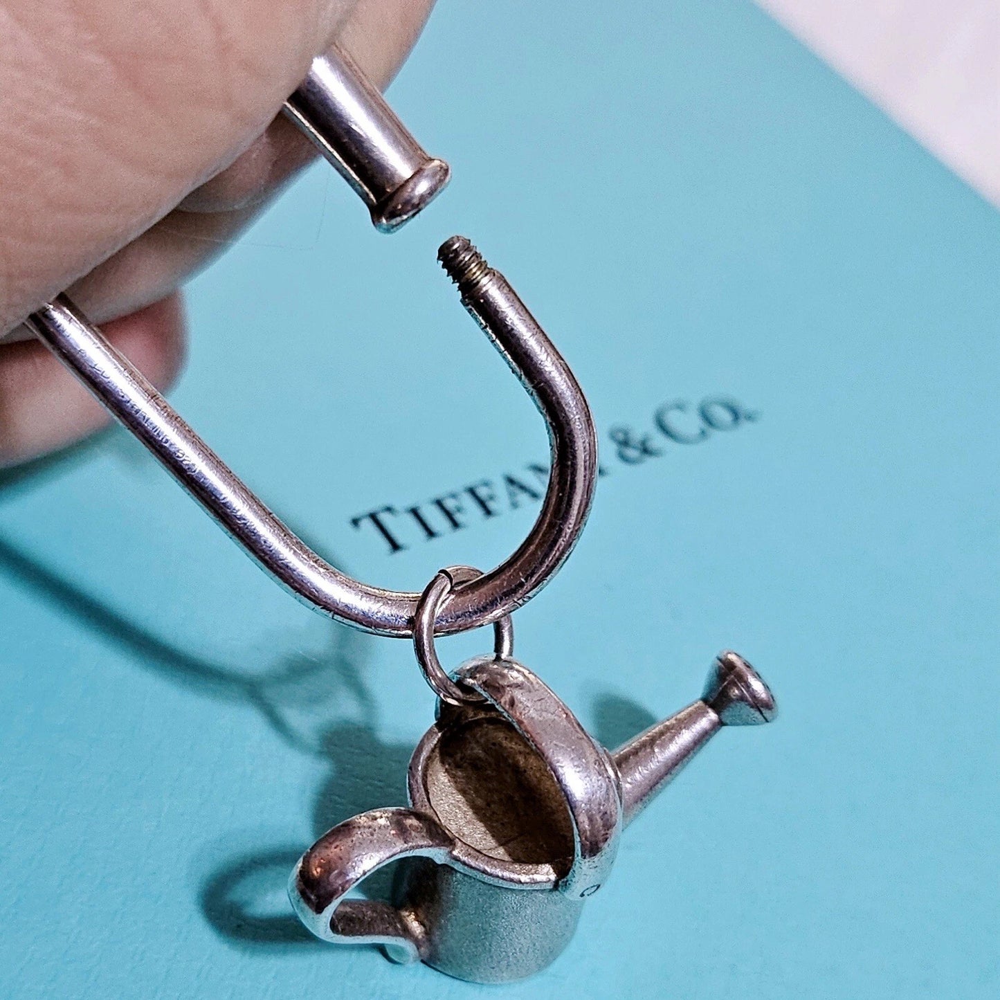 Extremely RARE Vintage Tiffany & Co. Watering Can Silver Charm Key Ring Keychain