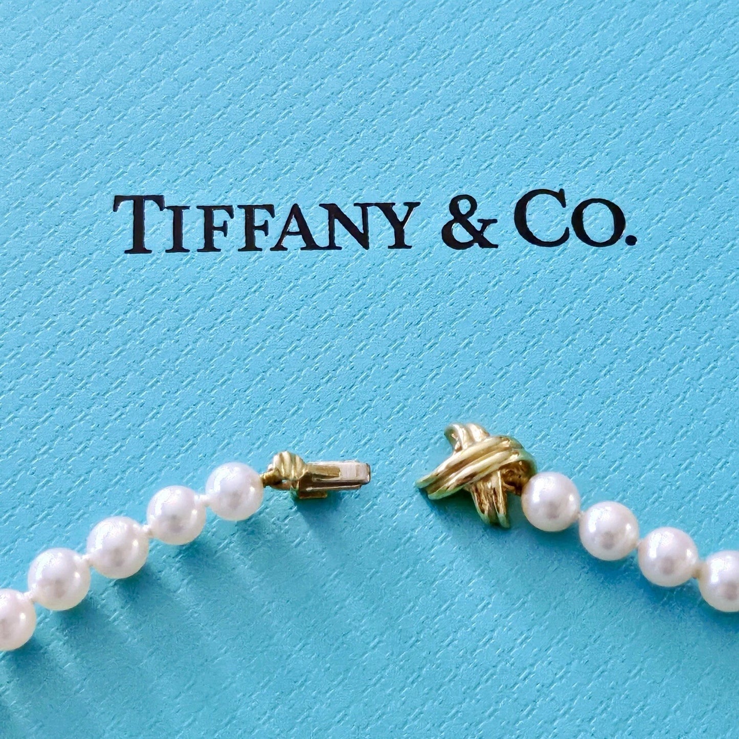 Vintage Tiffany & Co. 18k Signature X 5-5.5 mm Natural Akoya Pearl Necklace 18”