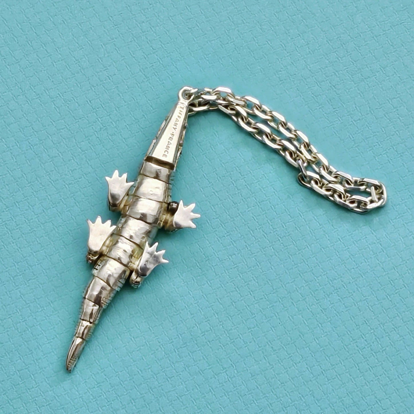 ULTRA RARE Vintage Tiffany & Co. Alligator Crocodile Silver Charm Key Chain