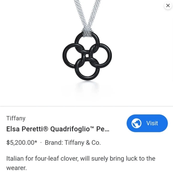 Vintage Tiffany & Co. Elsa Peretti Quadrifoglio Rock Crystal Pendant Necklace