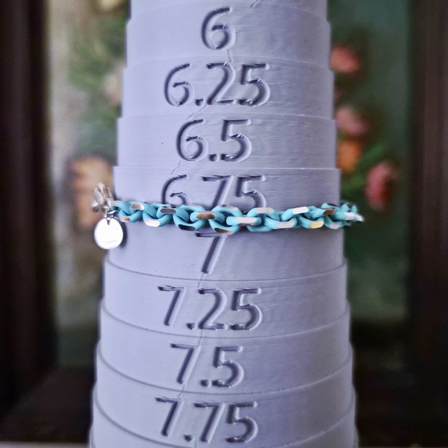 RARE Tiffany & Co. Sparkle Blue Enamel Link Chain Sterling Silver Bracelet 7.25”