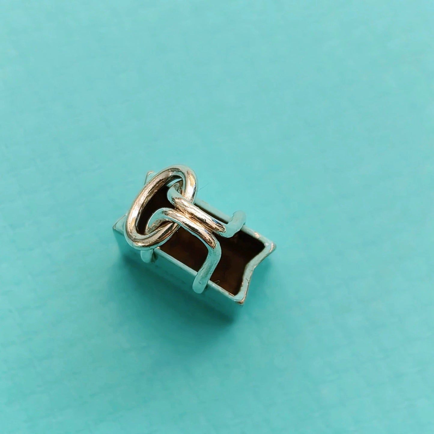 Tiffany & Co. Blue Enamel Sterling Silver Shopping Bag Charm Pendant
