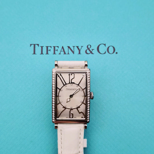 RARE Tiffany & Co. Gallery Diamond Dial Rectangle Tank Wrist Watch T3968