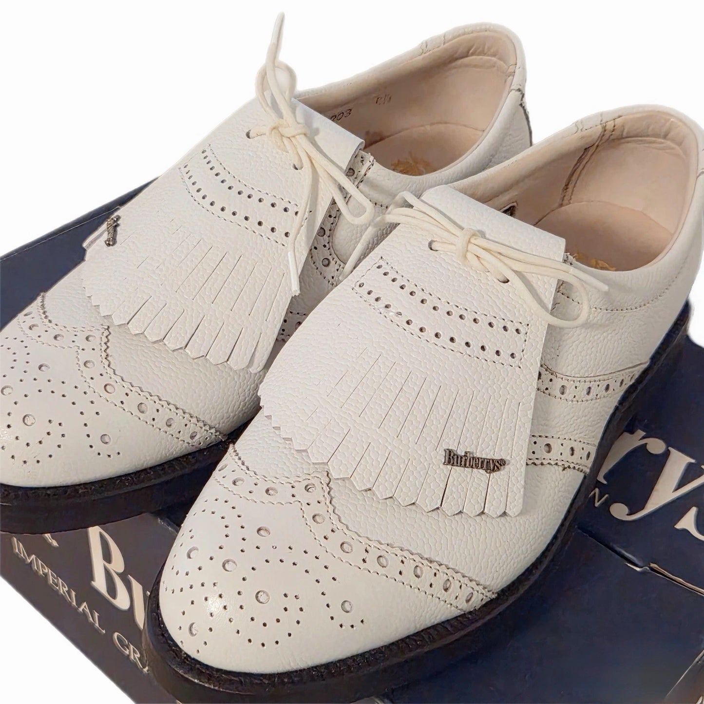 RARE Vintage Burberrys of London Imperial Grade Golf Shoes 24.5E Japan W/ Box