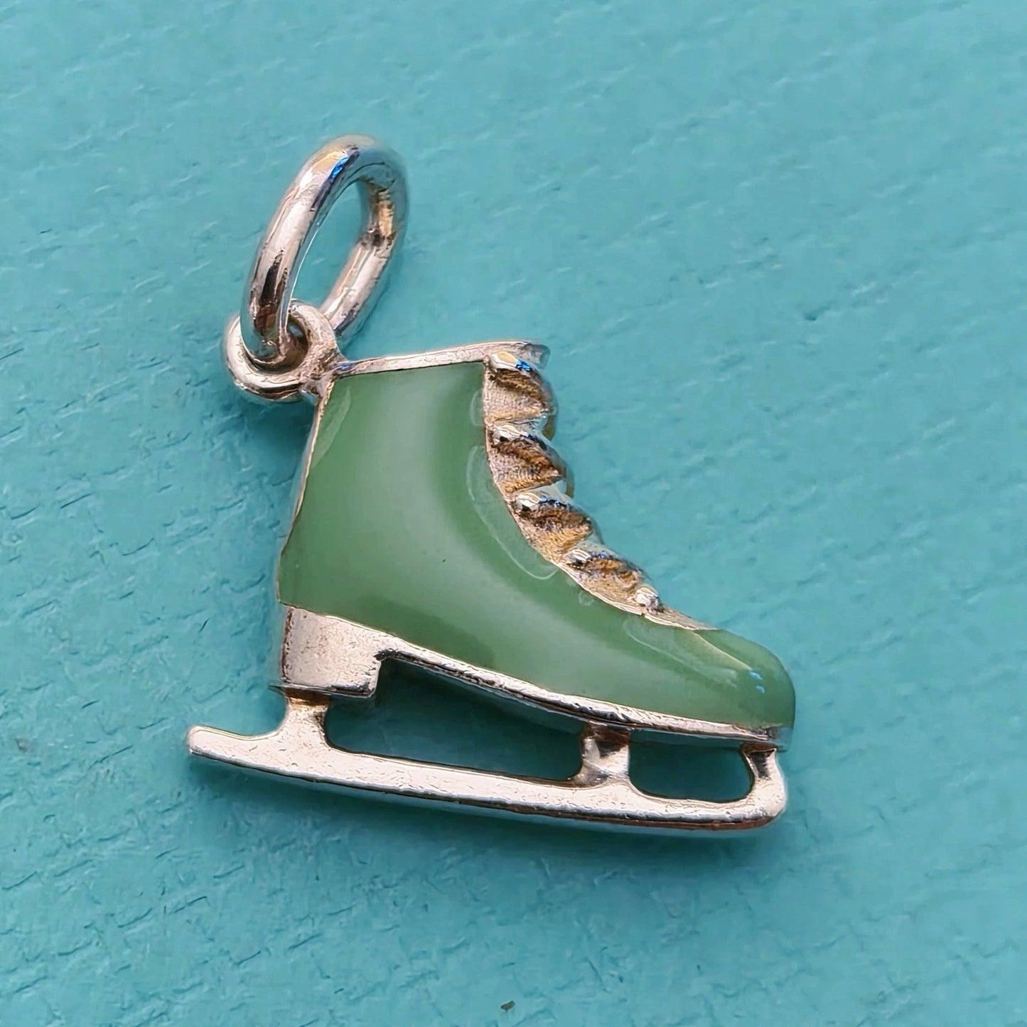 RARE Tiffany & Co. Ice Skate Shoes Blue Enamel Sterling Silver Charm Pendant