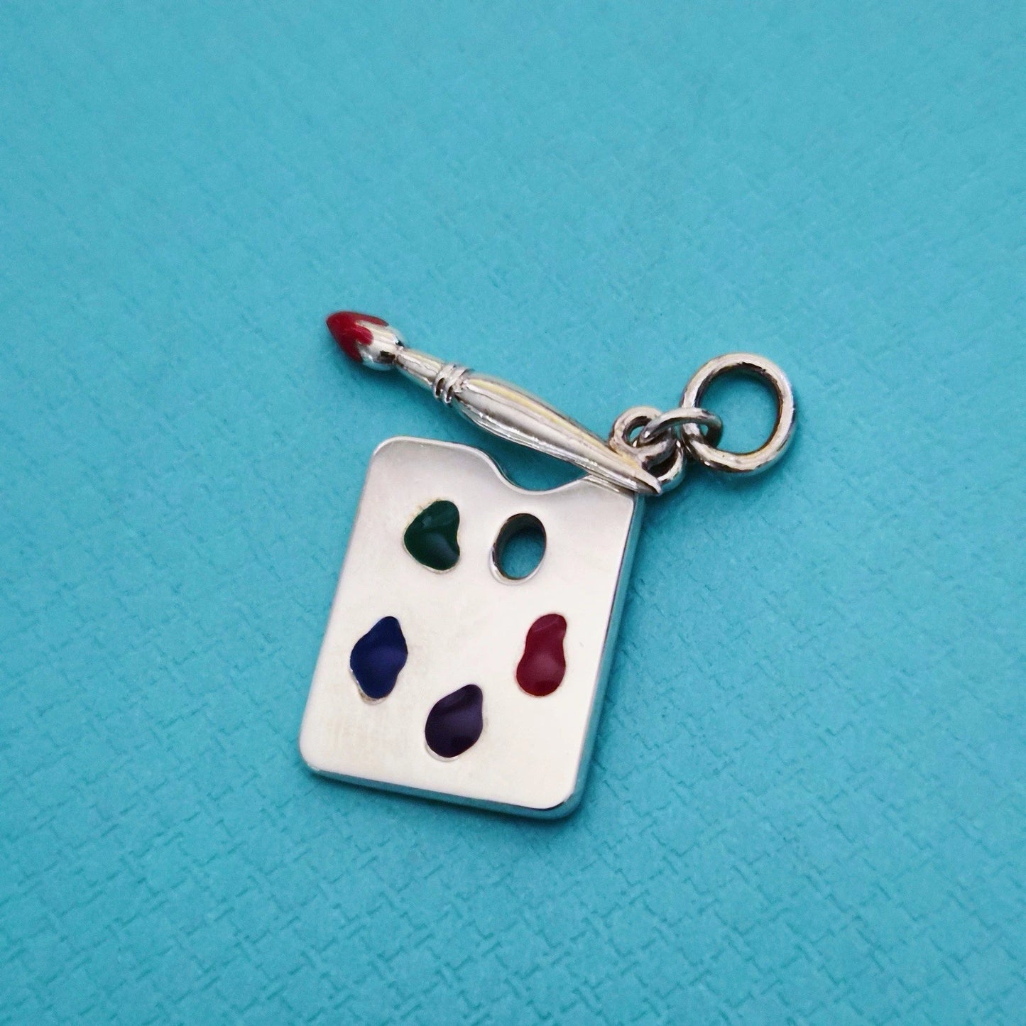 RARE Tiffany & Co. Paloma Picasso Paint Palette Silver Enamel Charm Pendant