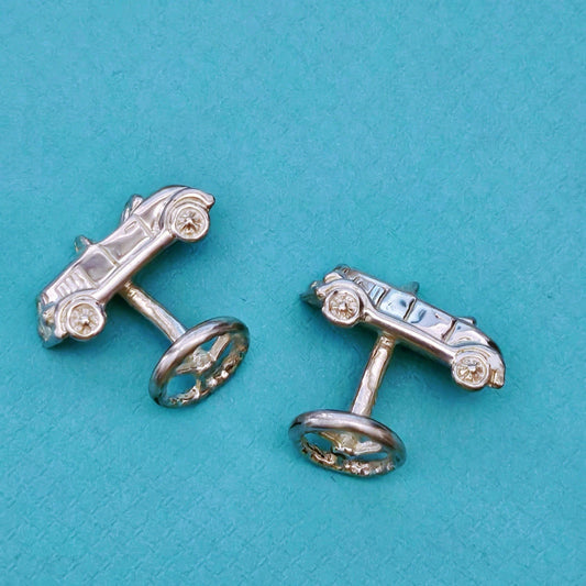 RARE Vintage Tiffany & Co. Sterling Silver Rolls Royce Wheels Car Cufflinks
