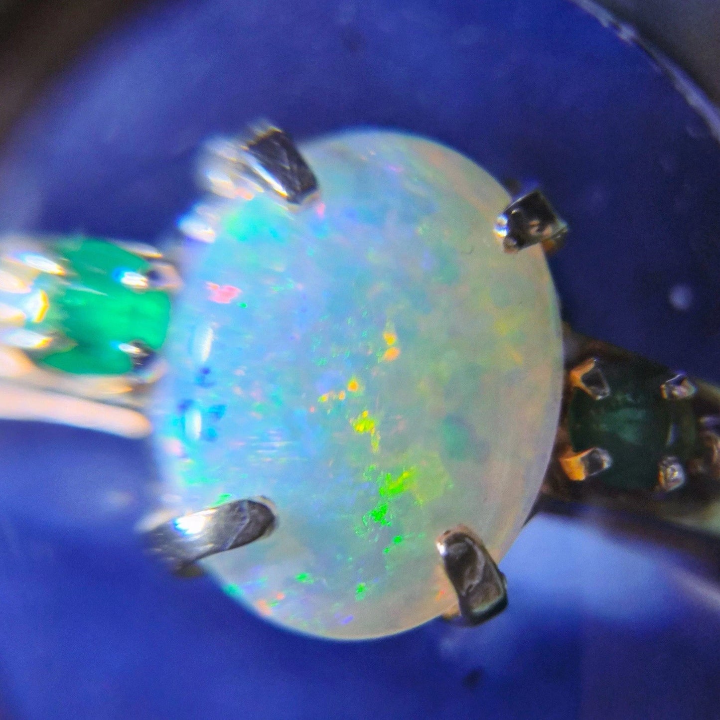 RARE Vintage Tiffany & Co. Opal Emerald Ring 14k Yellow Gold Oval Cabochon Ring