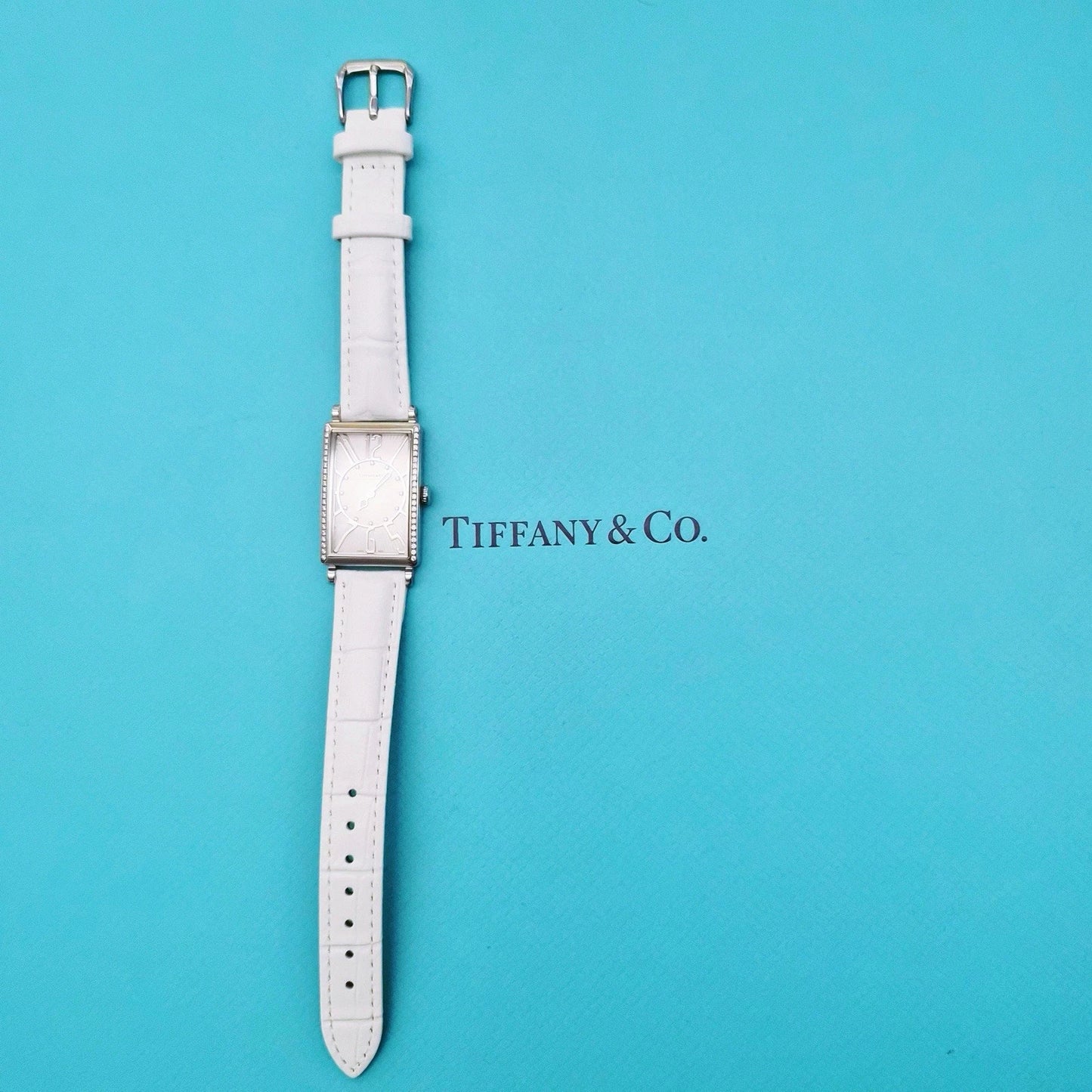 RARE Tiffany & Co. Gallery Diamond Dial Rectangle Tank Wrist Watch T3968