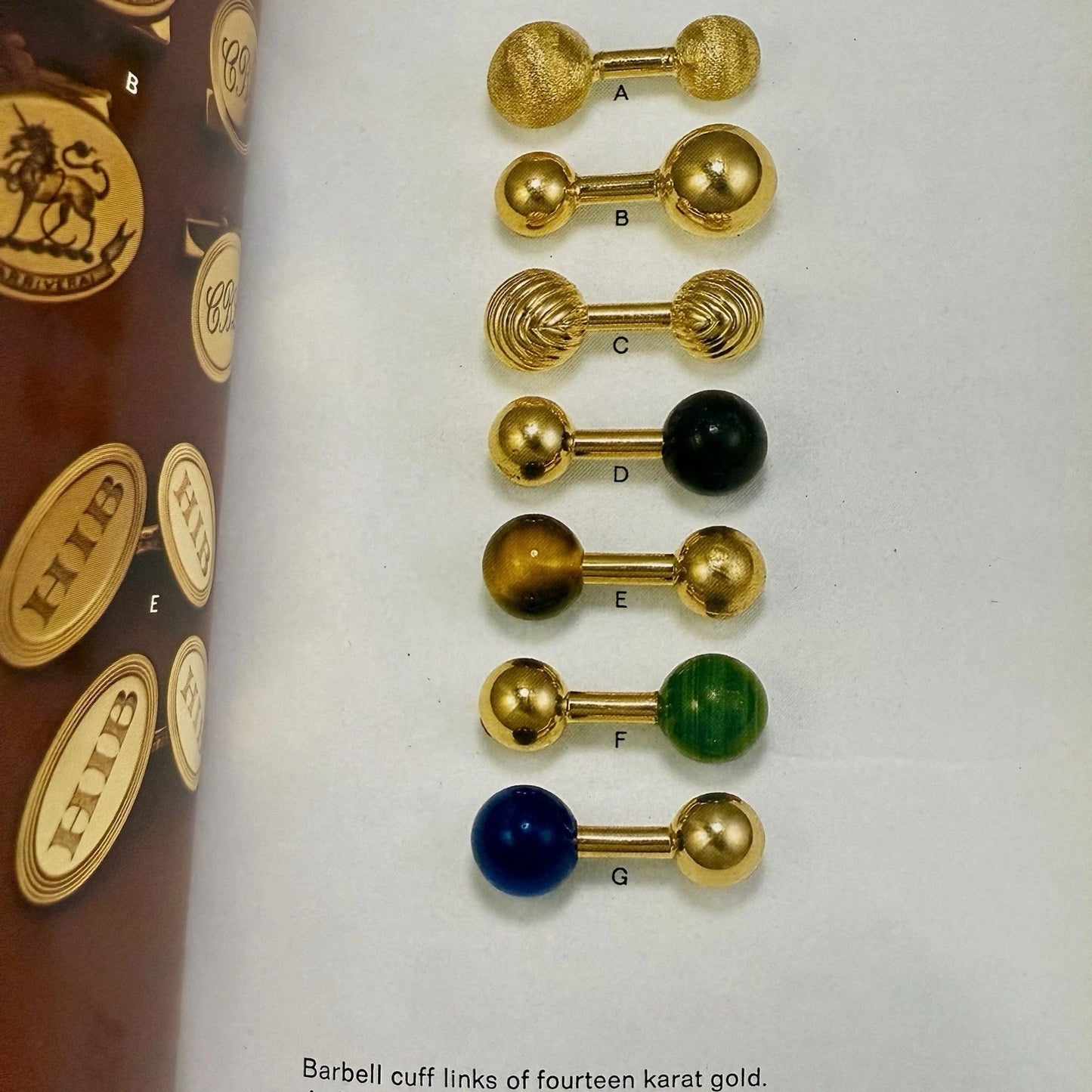 RARE Vintage Tiffany & Co 14k Yellow Gold Barbell Cufflinks with Lapis Lazuli