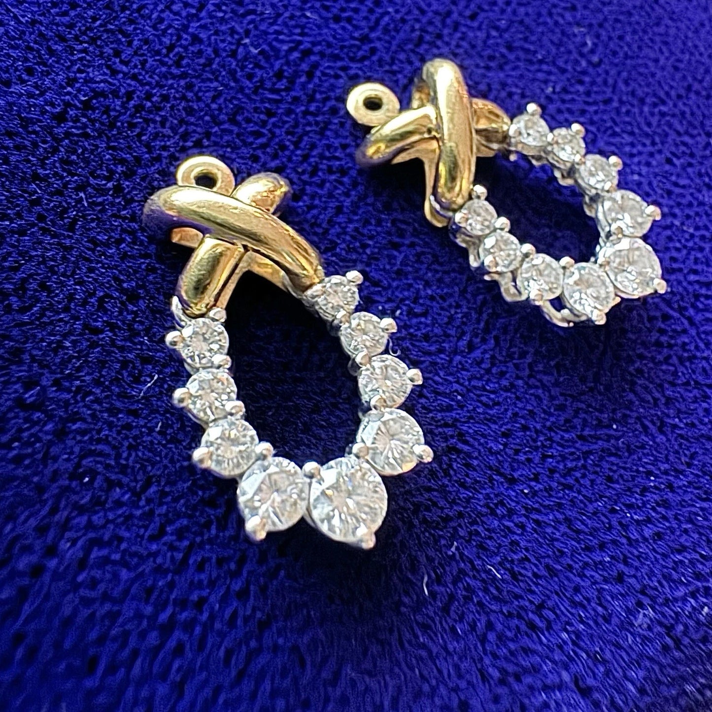 Vintage Tiffany & Co. 18k Gold Platinum Signature X Diamond Jackets Earrings