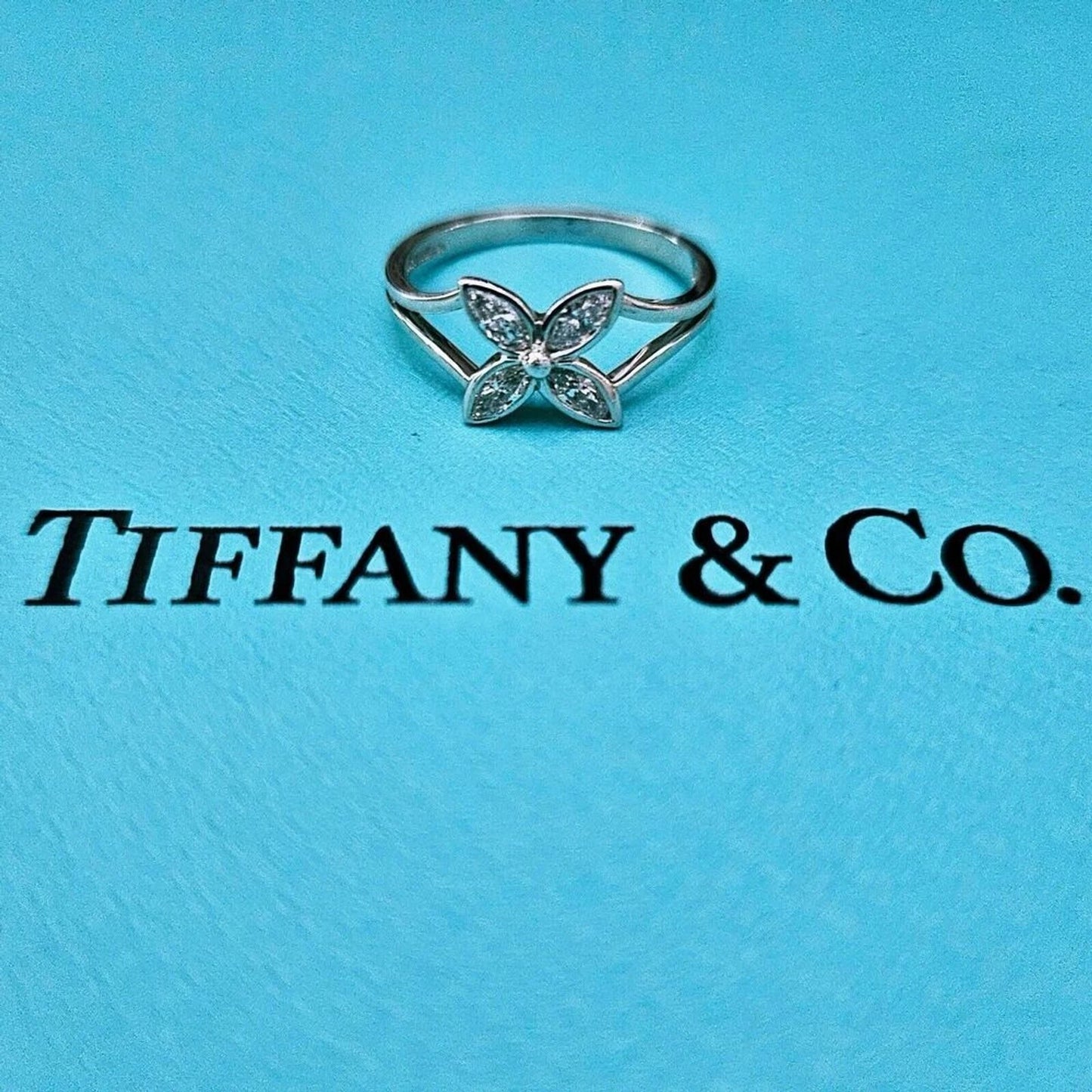 Vintage 1997 Tiffany & Co. Victoria Marquise Diamond Platinum Ring US 6.5