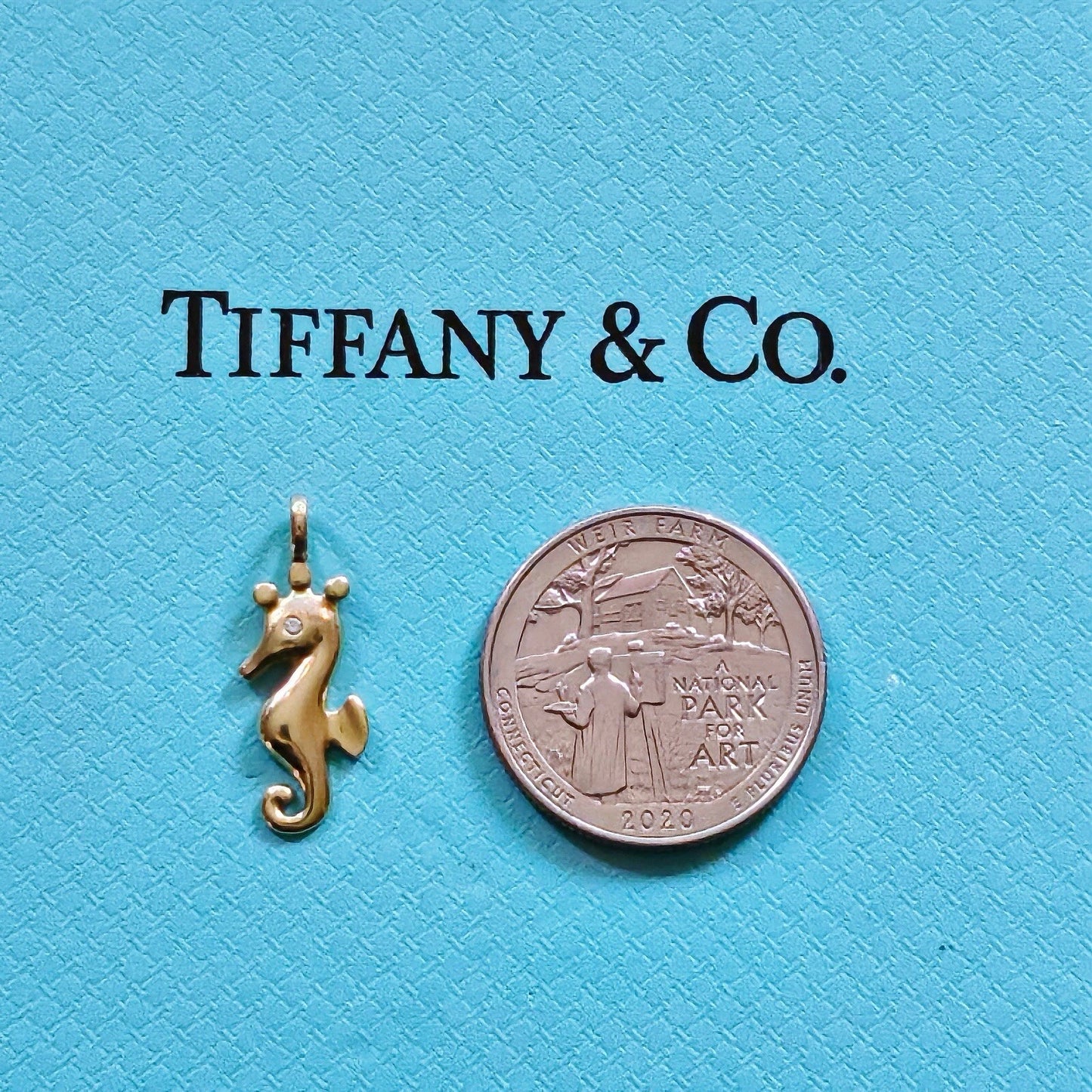 EXTREMELY RARE Tiffany & Co. 18k Yellow Gold Diamond Seahorse Charm Pendant